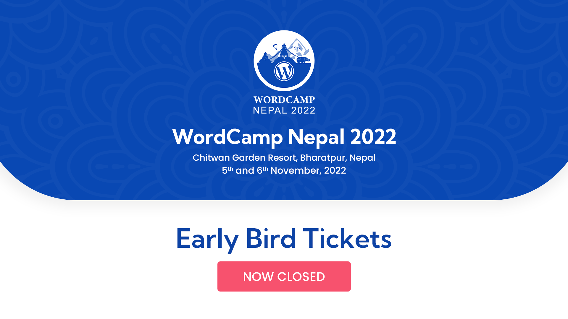 Early Bird Tickets are now closed