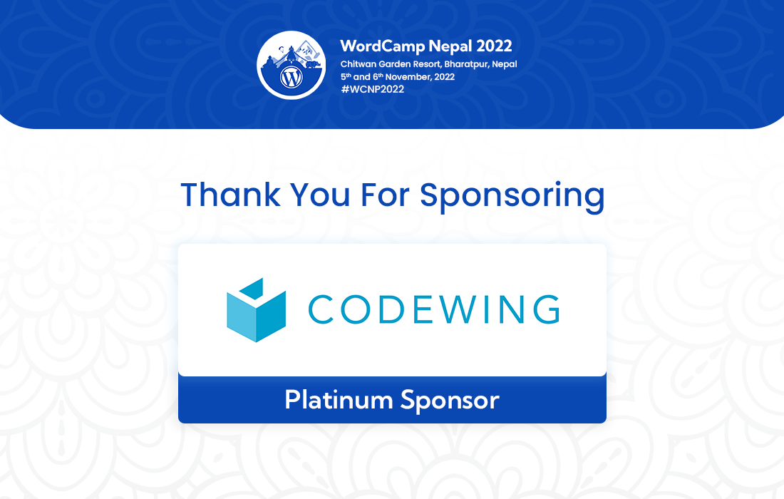 Thank You Codewing Solutions For A Platinum Sponsor