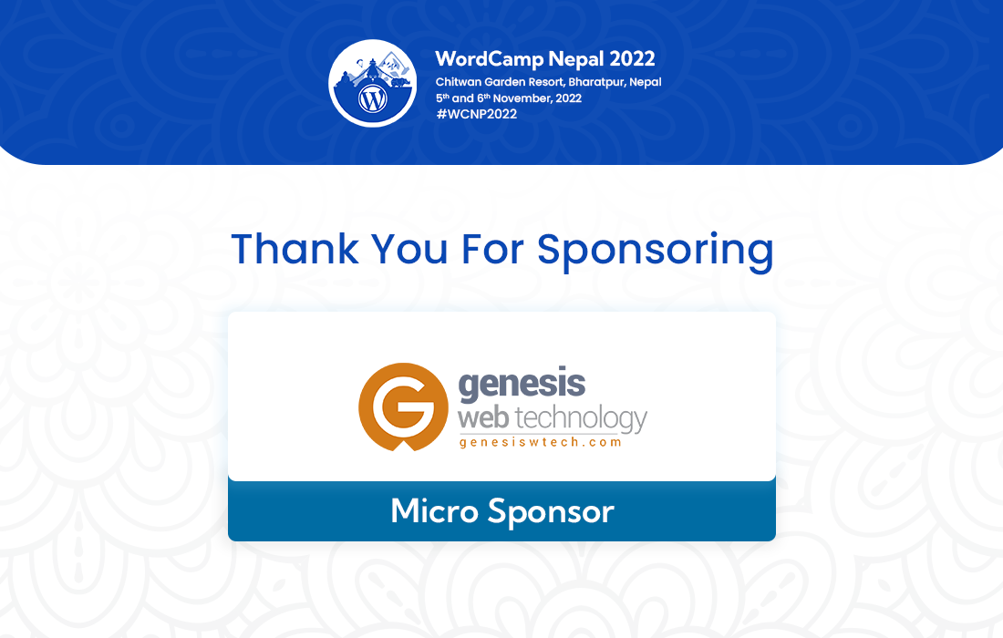 Thank You Genesis Web Technology For A Micro Sponsor