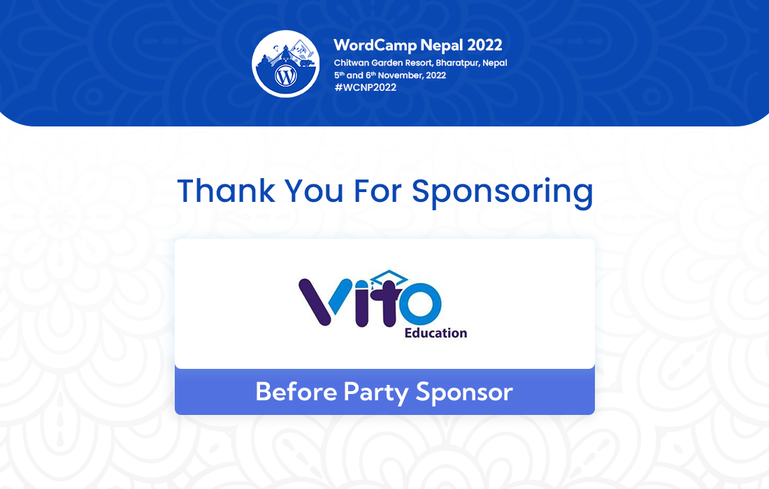Thank You Vito Educational Consultancy For A Before Party Sponsor