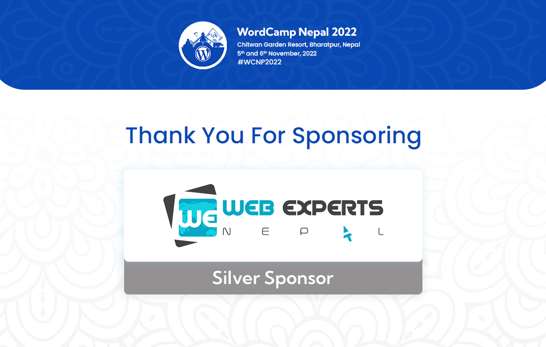 Thank You Web Experts Nepal For A Silver Sponsor