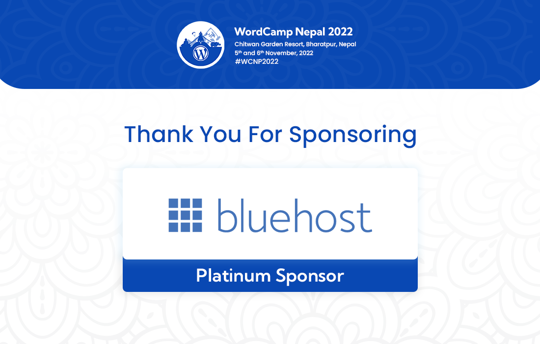 Thank You Bluehost For A Platinum Sponsor