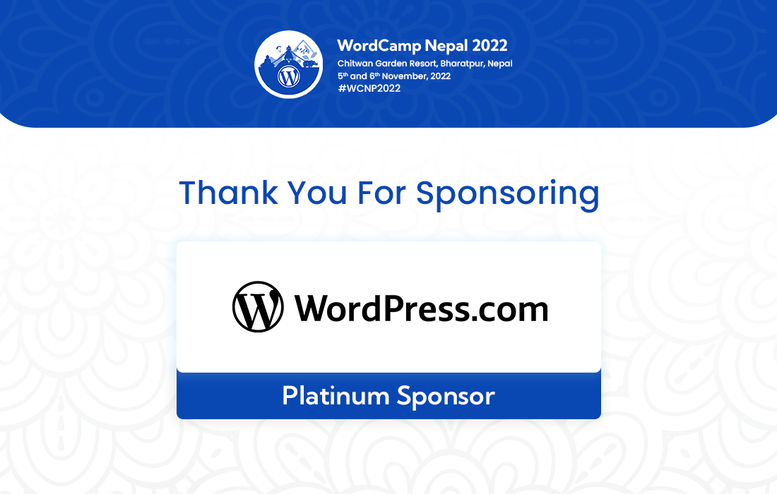 Thank you WordPress.com for a Platinum Sponsor